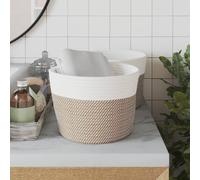 Berkfield Home Storage Baskets 2 pcs Brown & White √ò24x18 cm Cotton | Size: 24x18 cm Berkfield Home Multicolor 24x18 cm