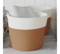 Berkfield Home Storage Baskets 2 pcs Brown & White √ò24x18 cm Cotton | Size: 24x18 cm Berkfield Home Multicolor 24x18 cm