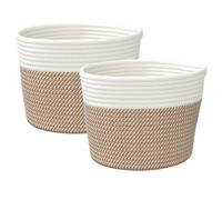 Berkfield Home Storage Baskets 2 pcs Brown & White √ò24x18 cm Cotton | Size: 24x18 cm Berkfield Home Multicolor 24x18 cm