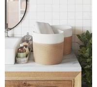 Berkfield Home Storage Baskets 2 pcs Brown & White √ò28x28 cm Cotton | Size: 28x28 cm Berkfield Home Multicolor 28x28 cm
