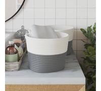 Berkfield Home Storage Baskets 2 pcs Grey & White √ò24x18 cm Cotton | Size: 24x18 cm Berkfield Home Multicolor 24x18 cm