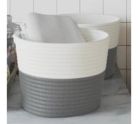 Berkfield Home Storage Baskets 2 pcs Grey & White √ò24x18 cm Cotton | Size: 24x18 cm Berkfield Home Multicolor 24x18 cm