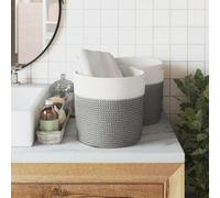 Berkfield Home Storage Baskets 2 pcs Grey & White √ò28x28 cm Cotton | Size: 28x28 cm Berkfield Home Multicolor 28x28 cm