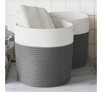 Berkfield Home Storage Baskets 2 pcs Grey & White √ò28x28 cm Cotton | Size: 28x28 cm Berkfield Home Multicolor 28x28 cm