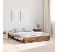 Berkfield Home Storage Bed Frame Old wood 135 x 190 cm Particle board in Brown Berkfield Home Brown 135 x 190 cm