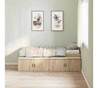 Berkfield Home Storage Bed Frame Sonoma Oak 100x200 cm in Beige Berkfield Home Beige 100x200 cm