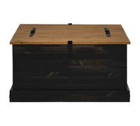 Berkfield Home Storage Chest HALDEN Black 91x91x47 cm Solid Wood Pine | Size: 91 x 91 x 47 cm Berkfield Home Black 91 x 91 x 47 cm