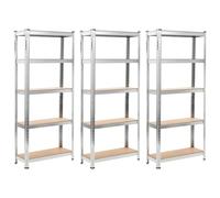 Berkfield Home Storage Shelves 3 pcs Silver 75x30x172 cm Steel & MDF | Size: 75 x 30 x 172 cm Berkfield Home Silver 75 x 30 x 172 cm
