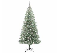 Berkfield Home Stunning Artificial Christmas Tree Snow Flocked with LED Light 210 cm in Green Berkfield Home Green