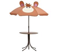 Berkfield Home Sturdy 3 Piece Kids' Garden Bistro Set with Parasol Brown Berkfield Home Brown