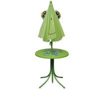 Berkfield Home Sturdy 3 Piece Kids' Garden Bistro Set with Parasol Green Berkfield Home Green