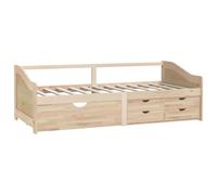 Berkfield Home Sturdy 3-Seater Day Bed with Drawers Solid Pinewood 90x200 cm in Light Tan Berkfield Home Light Tan 90x200 cm