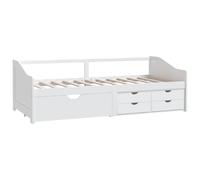 Berkfield Home Sturdy 3-Seater Day Bed with Drawers White Solid Pinewood 90x200 cm Berkfield Home White 90x200 cm
