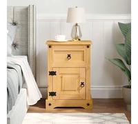 Berkfield Home Sturdy Bedside Cabinet Mexican Pine Corona Range 53x39x66 cm in Light Tan | Size: 53 x 39 x 66 cm Berkfield Home Light Tan 53 x 39 x 66 cm
