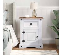 Berkfield Home Sturdy Bedside Cabinet Mexican Pine Corona Range White 53x39x66 cm | Size: 53 x 39 x 66 cm Berkfield Home White 53 x 39 x 66 cm