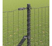 Berkfield Home Sturdy Fence Posts Set Set of 7 Grey Metal Berkfield Home Grey