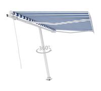Berkfield Home Sturdy Freestanding Manual Retractable Awning 350x250 cm Blue/White in Blue Berkfield Home Blue 350x250 cm