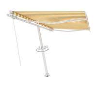 Berkfield Home Sturdy Freestanding Manual Retractable Awning 350x250 cm Yellow/White Berkfield Home Multicolor 350x250 cm