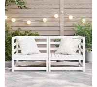 Berkfield Home Sturdy Garden Corner Sofas 2 pcs White Solid Wood Pine Berkfield Home White