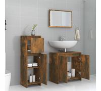 Berkfield Home Stylish 3 Piece Bathroom Furniture Set Smoked Oak Engineered Wood in Brown Berkfield Home Brown