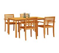 Berkfield Home Stylish 5-Piece Garden Dining Set in Solid Acacia Wood in Brown Berkfield Home Brown