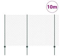 Berkfield Home Stylish Chain Link Fence with 10 U Posts Green 1.5x10 m Steel Berkfield Home Green