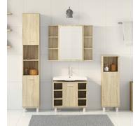 Berkfield Home Suitable 4 Piece Bathroom Furniture set Sonoma Oak Engineered Wood in Light Tan Berkfield Home Light Tan