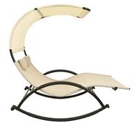 Berkfield Home Suitable Double Sun Lounger with Canopy Textilene Cream in Beige Berkfield Home Beige