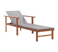 Berkfield Home Sun Lounger Poly Rattan & Solid Acacia Wood Grey Berkfield Home Grey