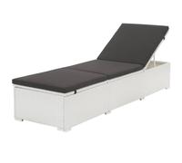 Berkfield Home Sun Lounger with Black Cushion Poly Rattan White Berkfield Home White