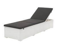 Berkfield Home Sun Lounger with Black Cushion Poly Rattan White Berkfield Home White
