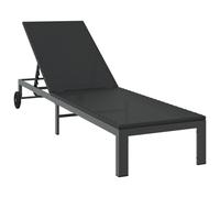 Berkfield Home Sunbed with Wheels Black Poly Rattan Berkfield Home Multicolor