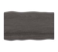 Berkfield Home Table Top Dark Grey 100x60x2 cm Treated Solid Wood Oak Live Edge in Brown | Size: 100 x 60 x 2 cm Berkfield Home Brown 100 x 60 x 2 cm