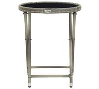Berkfield Home Tea Table Grey 60 cm Poly Rattan & Tempered Glass Berkfield Home Grey