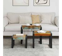 Berkfield Home Three Piece Nesting Tables Solid Reclaimed Wood Berkfield Home Multicolor