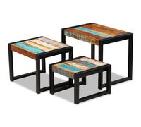 Berkfield Home Three Piece Nesting Tables Solid Reclaimed Wood Berkfield Home Multicolor