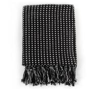 Berkfield Home Throw Cotton Squares 125x150 cm Black Berkfield Home Black 125x150 cm