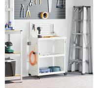 Berkfield Home Tool Trolley with Shelf with Wheel with Storage Manual White 65 x 35 x 111 cm Metal Berkfield Home White 65 x 35 x 111 cm