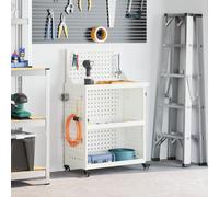 Berkfield Home Tool Trolley with Shelf with Wheel with Storage Manual White 65 x 35 x 111 cm Metal Berkfield Home White 65 x 35 x 111 cm
