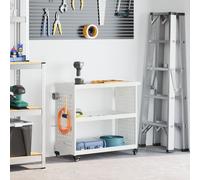 Berkfield Home Tool Trolley with Shelf with Wheel with Storage Manual White Compact Powder-coated steel Berkfield Home White