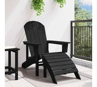Berkfield Home Traditional Adirondack Chair with Footrest Black HDPE Berkfield Home Black