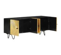 Berkfield Home TV Cabinet 110x30x45 cm Solid Wood Mango in Black | Size: 110 x 30 x 45 cm Berkfield Home Black 110 x 30 x 45 cm