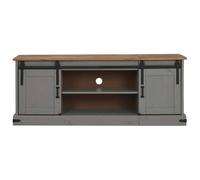 Berkfield Home TV Cabinet HALDEN 2 Sliding Doors Grey 150x40x60 cm Solid Wood | Size: 150 x 40 x 60 cm Berkfield Home Grey 150 x 40 x 60 cm