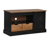 Berkfield Home TV Cabinet HALDEN with Sliding Door Black 110x40x60 cm Solid Wood | Size: 110 x 40 x 60 cm Berkfield Home Black 110 x 40 x 60 cm