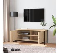 Berkfield Home TV Cabinet with Doors Sonoma Oak 102x35x45 cm Engineered Wood in Light Brown | Size: 102 x 35 x 45 cm Berkfield Home Light Brown 102 x 35 x 45 cm
