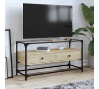 Berkfield Home TV Cabinet with Glass Top Sonoma Oak 98x35x51 cm Engineered Wood in Brown | Size: 98 x 35 x 51 cm Berkfield Home Brown 98 x 35 x 51 cm