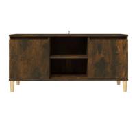Berkfield Home TV Cabinet with Solid Wood Legs Smoked Oak 103.5x35x50 cm in Brown Berkfield Home Brown 103.5x35x50 cm
