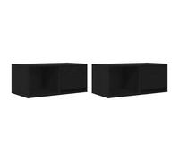 Berkfield Home TV Cabinets 2 pcs Black Oak 60x31x25.5 cm Engineered Wood Berkfield Home Black 60x31x25.5 cm