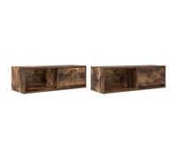 Berkfield Home TV Cabinets 2 pcs Smoked Oak 80x31x25.5 cm Engineered Wood in Brown Berkfield Home Brown 80x31x25.5 cm
