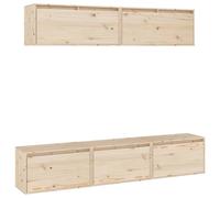 Berkfield Home TV Cabinets 5 pcs Solid Wood Pine in Light Oak Berkfield Home Light Oak
